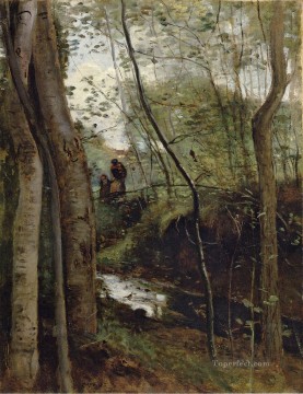  Stream Oil Painting - Stream in the Woods aka Un ruisseau sous bois Jean Baptiste Camille Corot
